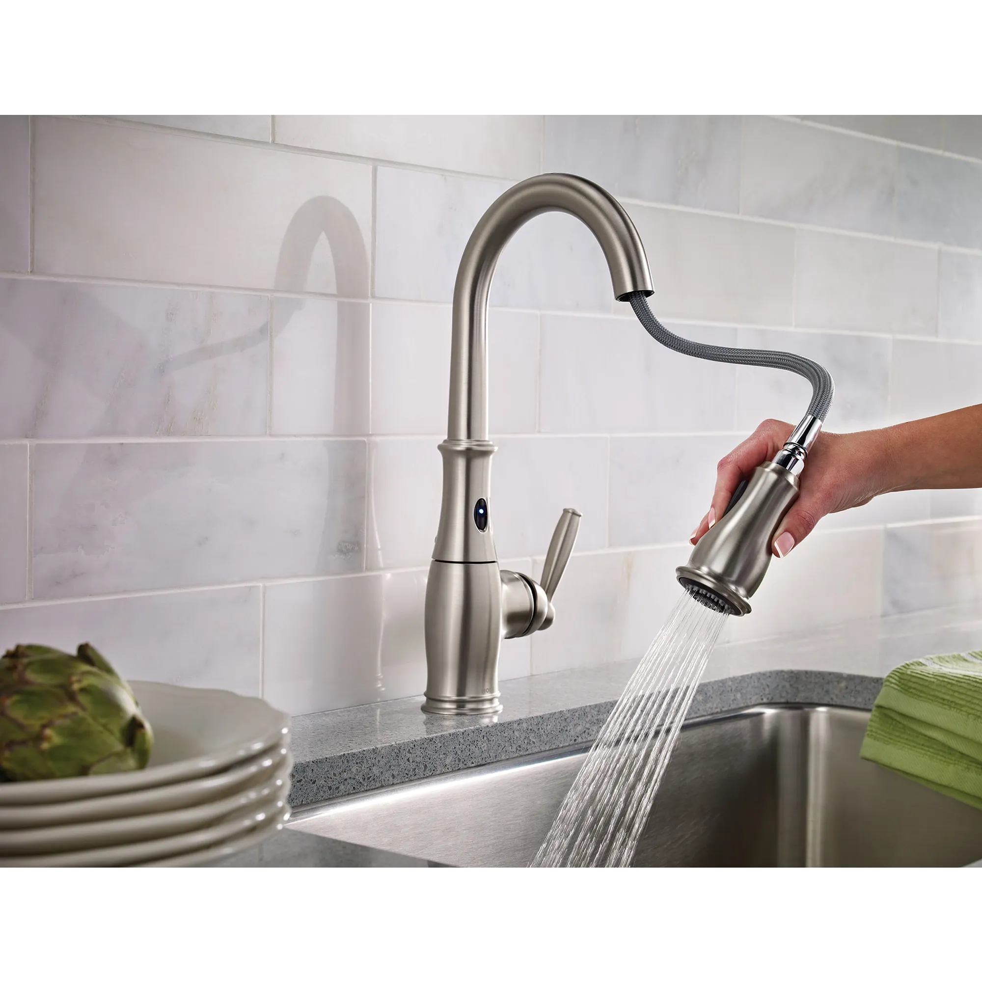 Brantford One-Handle High Arc MotionSense Dual Sensor Pulldown Kitchen Faucet - Image 11