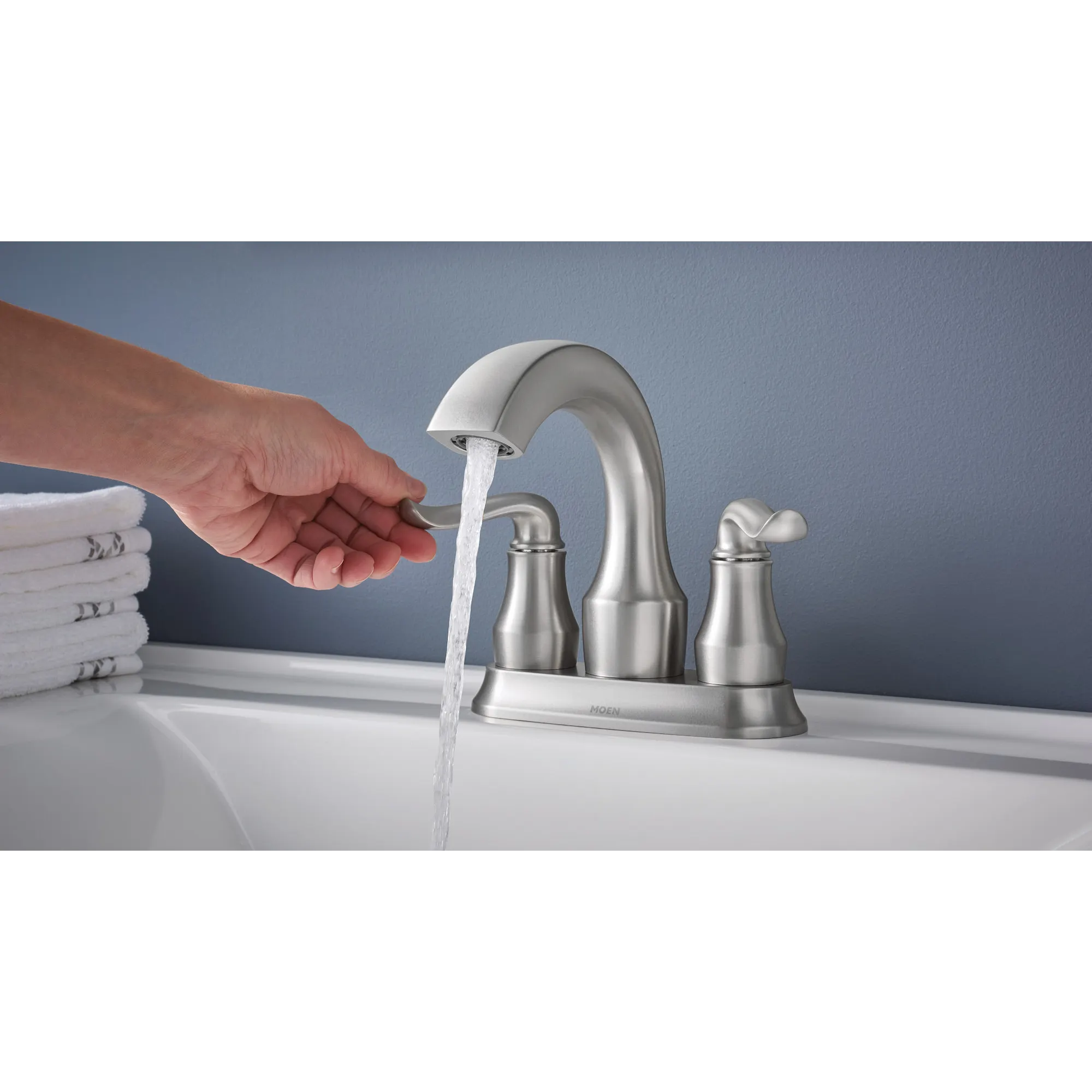 Hamden Two-Handle High Arc Bathroom Faucet - Image 2