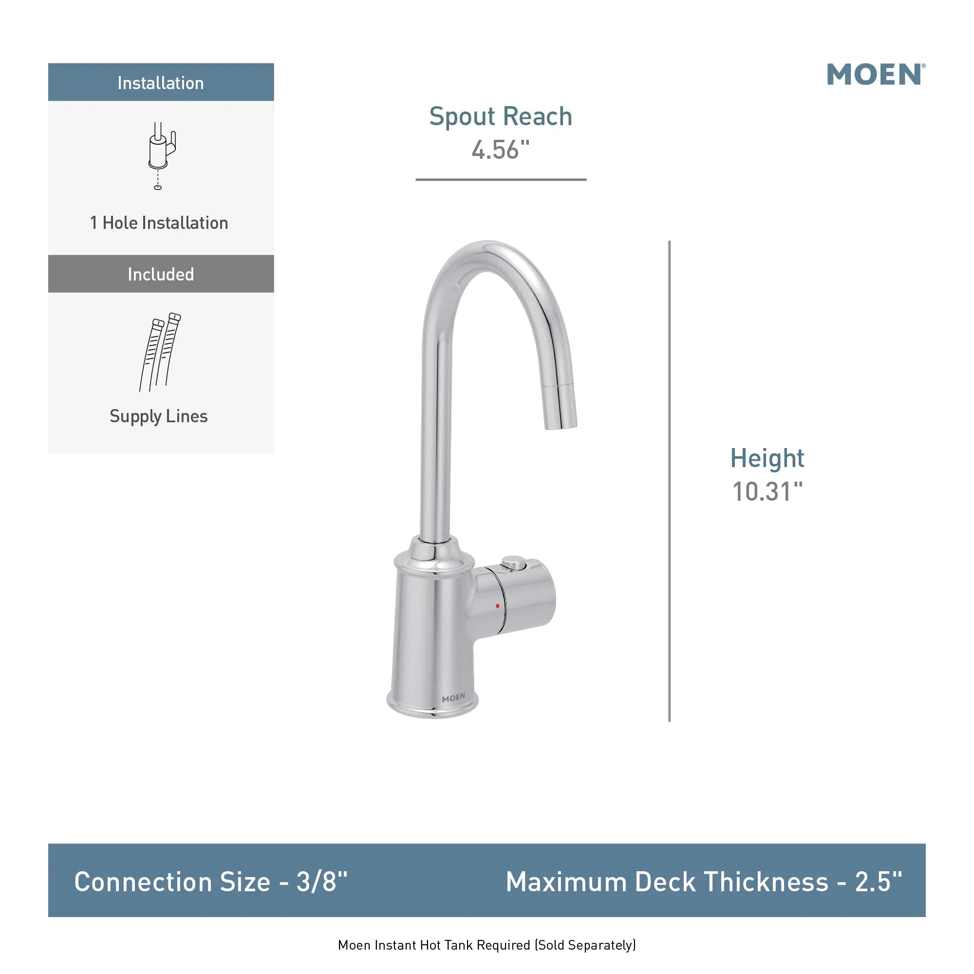 Moen Sip Traditional One-Handle High Arc Undermount Beverage Faucet - Image 9