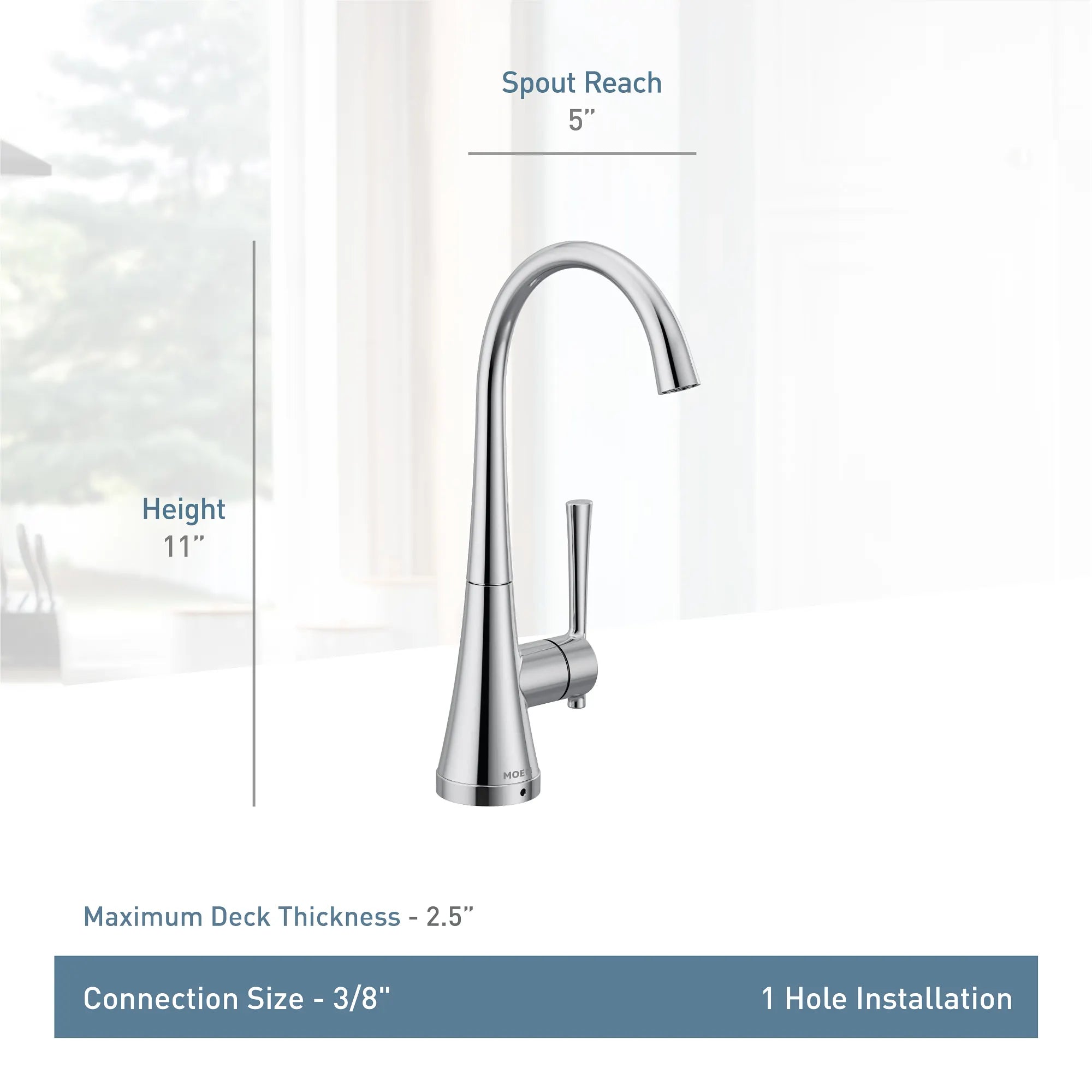 Moen One-Handle High Arc Single Mount Beverage Faucet - Image 3