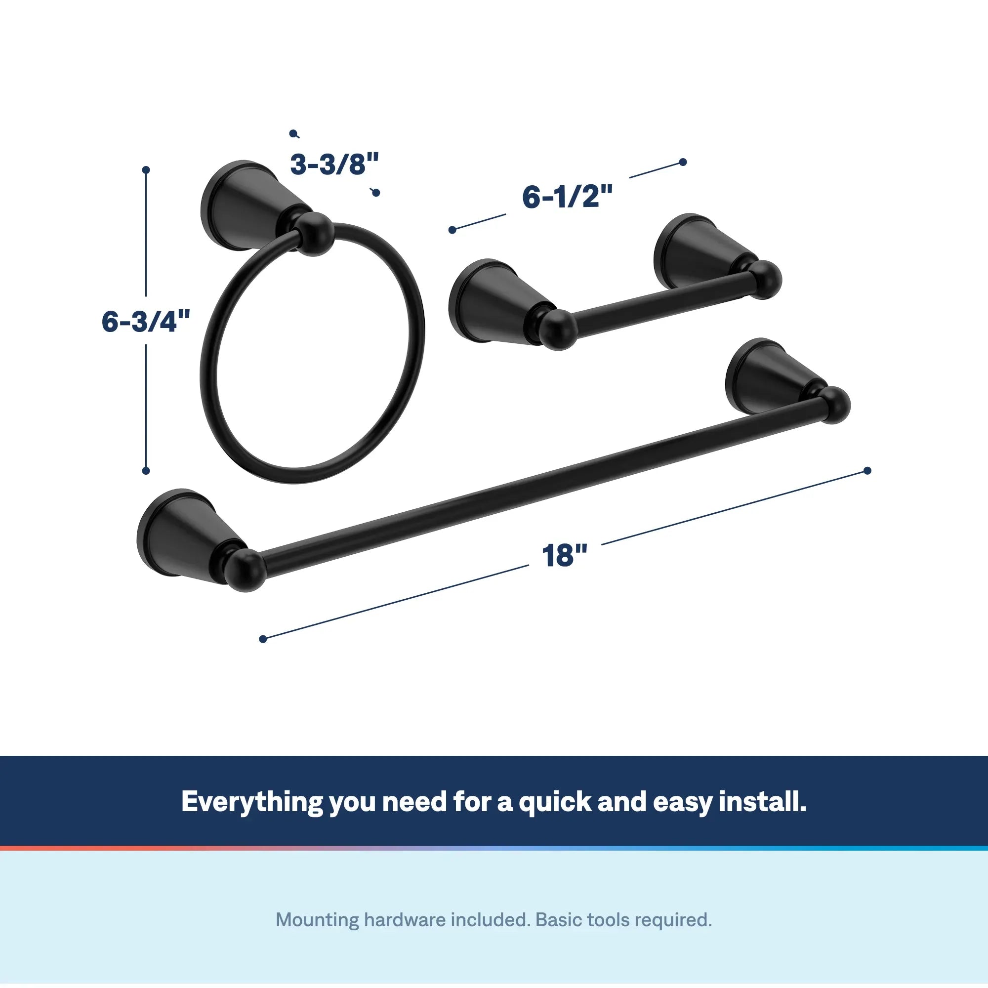 Caldwell 18 Towel Bar Towel Ring Pivoting Paper Holder - Image 5