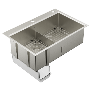 Luxe Chef 33 Workstation System Steel Dual Mount Double Bowl Sink
